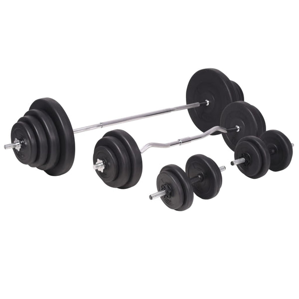 Hantelbank mit Ablage, Langhantel und Kurzhantel-Set 120 kg