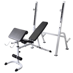 Hantelbank mit Ablage, Langhantel und Kurzhantel-Set 120 kg