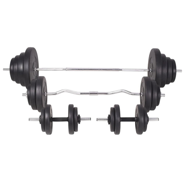 Hantelbank mit Ablage, Langhantel und Kurzhantel-Set 120 kg