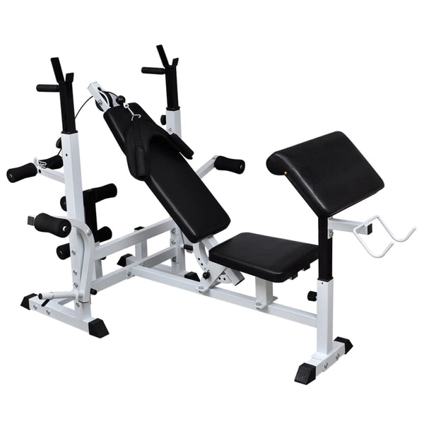 Hantelbank mit Ablage, Langhantel und Kurzhantel-Set 120 kg