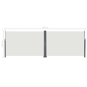 Ausziehbares Seitenmarkise Creme 600 x 200 cm Metall