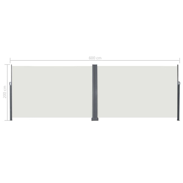 Ausziehbares Seitenmarkise Creme 600 x 200 cm Metall