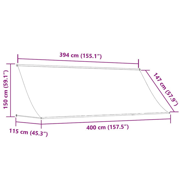 Einziehbare Markise 400 x 150 cm Blau und Weiß