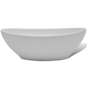 Keramik Waschbecken 40 x 33 cm Oval Weiß