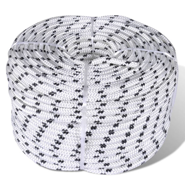 vidaXL Corde tressée pour bateau en polyester 8 mm 250 m blanc