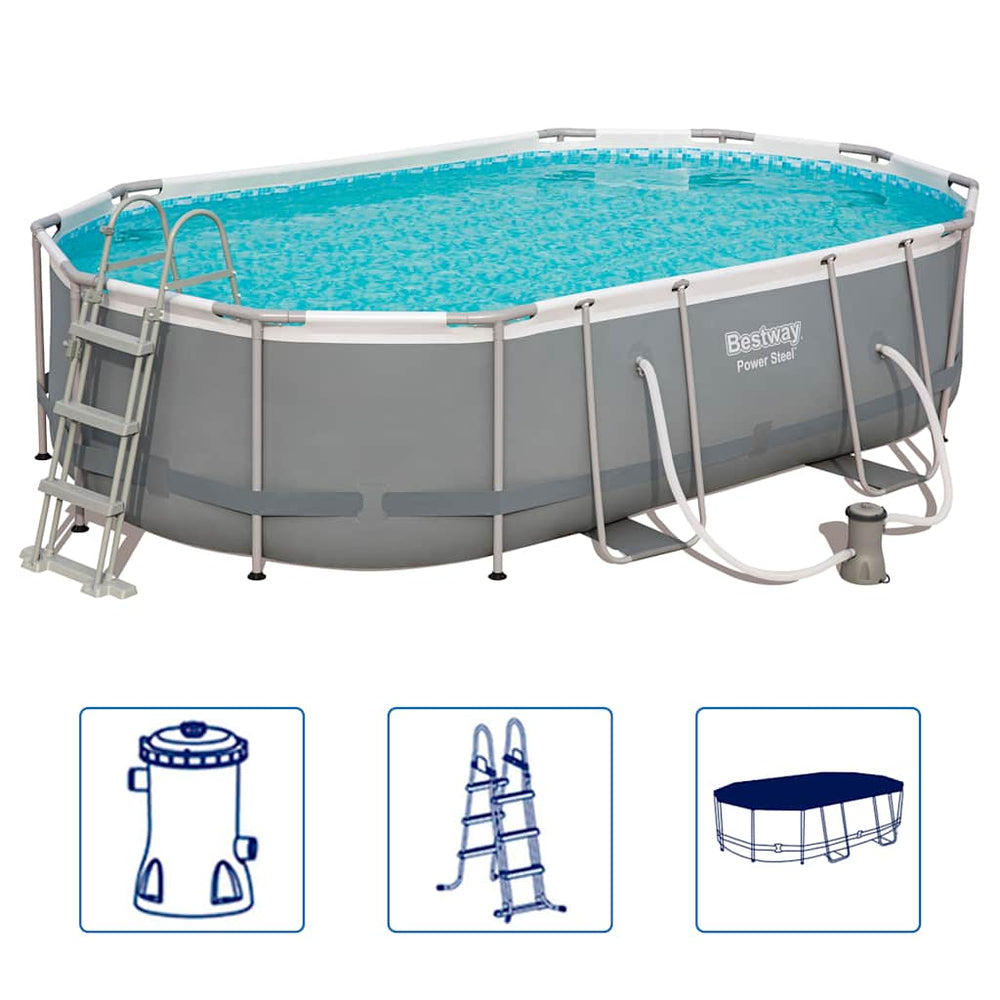 Bestway Power Steel Frame Pool Set Oval 488x305x107 cm 56448