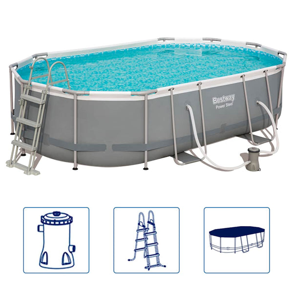 Bestway Ovaler Stahlrahmen Pool Set 488x305x107cm