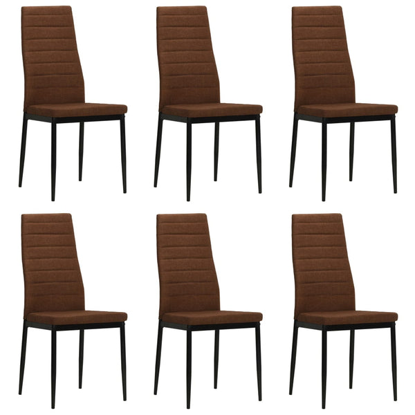 vidaXL Dining Chairs 6 pcs Fabric Brown