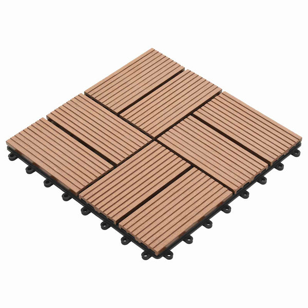 Terrassenfliesen Braun 30x30 cm WPC 11er Set