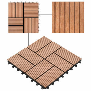 Terrassenfliesen Braun 30x30 cm WPC 11er Set