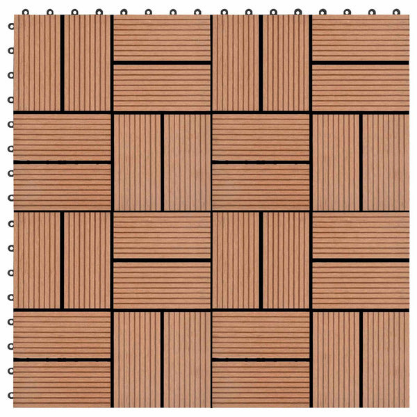 Terrassenfliesen Braun 30x30 cm WPC 11er Set
