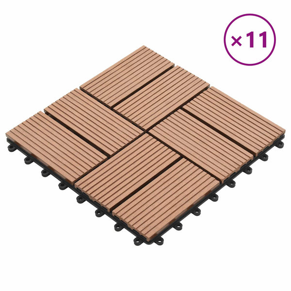 Terrassenfliesen Braun 30x30 cm WPC 11er Set