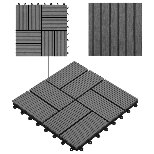 Terrassenfliesen Grau WPC 30x30 cm, 11 Stk.