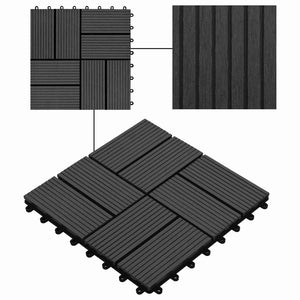 Terrassenfliesen Schwarz 30x30 cm WPC 11er Set