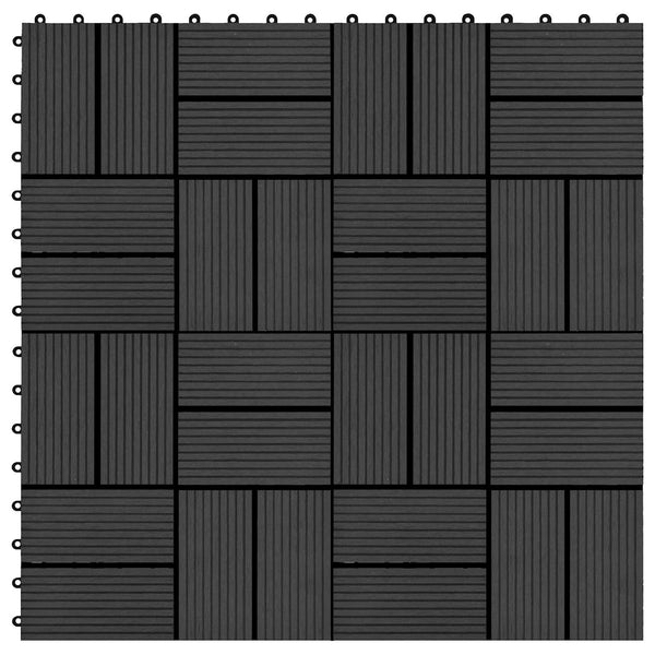 Terrassenfliesen Schwarz 30x30 cm WPC 11er Set