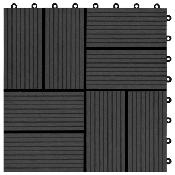 Terrassenfliesen Schwarz 30x30 cm WPC 11er Set