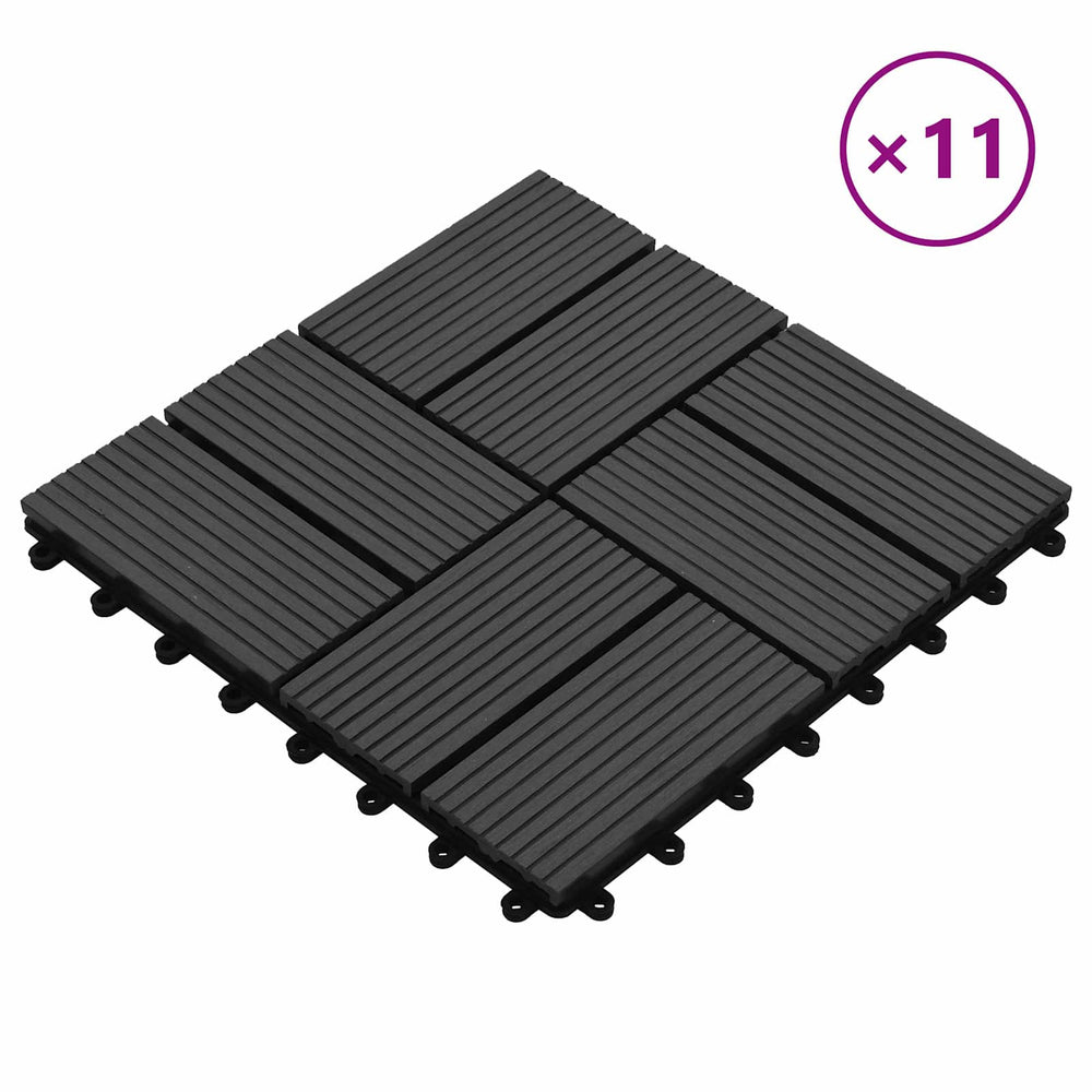 Terrassenfliesen Schwarz 30x30 cm WPC 11er Set