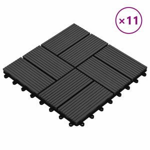 Terrassenfliesen Schwarz 30x30 cm WPC 11er Set