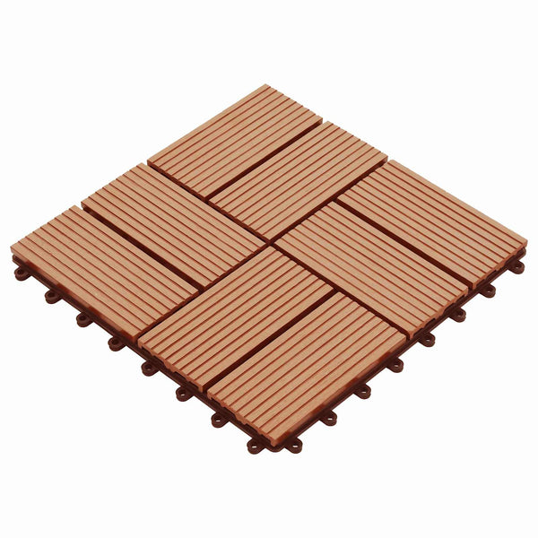 Terrassenfliesen Teak 30x30 cm WPC 11er Set