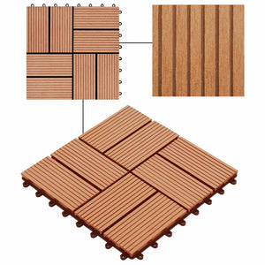 Terrassenfliesen Teak 30x30 cm WPC 11er Set