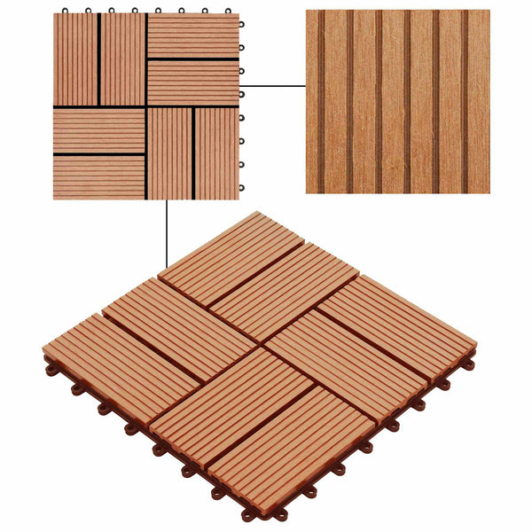 Terrassenfliesen Teak 30x30 cm WPC 11er Set
