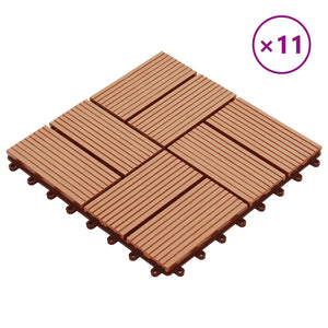 Terrassenfliesen Teak 30x30 cm WPC 11er Set