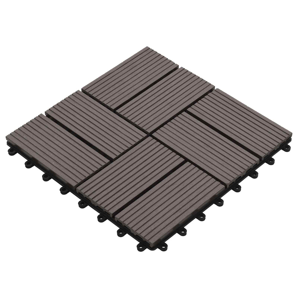 Terrassenfliesen Dunkelbraun 30x30 cm WPC 11er Set