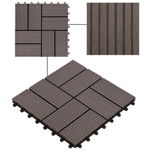 Terrassenfliesen Dunkelbraun 30x30 cm WPC 11er Set