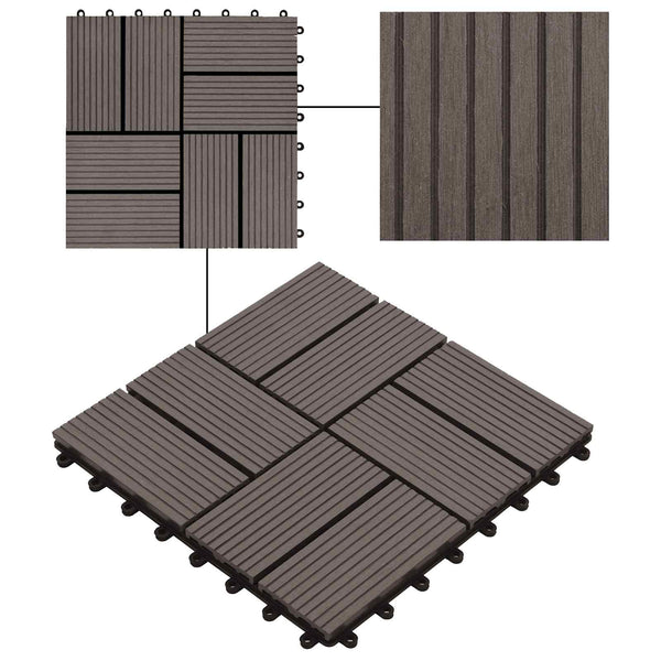 Terrassenfliesen Dunkelbraun 30x30 cm WPC 11er Set