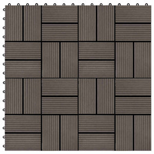 Terrassenfliesen Dunkelbraun 30x30 cm WPC 11er Set