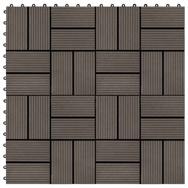 Terrassenfliesen Dunkelbraun 30x30 cm WPC 11er Set