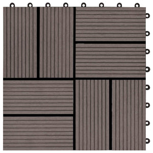 Terrassenfliesen Dunkelbraun 30x30 cm WPC 11er Set