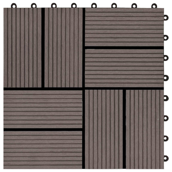 Terrassenfliesen Dunkelbraun 30x30 cm WPC 11er Set