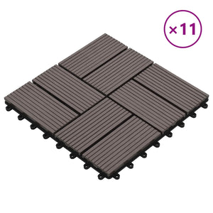Terrassenfliesen Dunkelbraun 30x30 cm WPC 11er Set