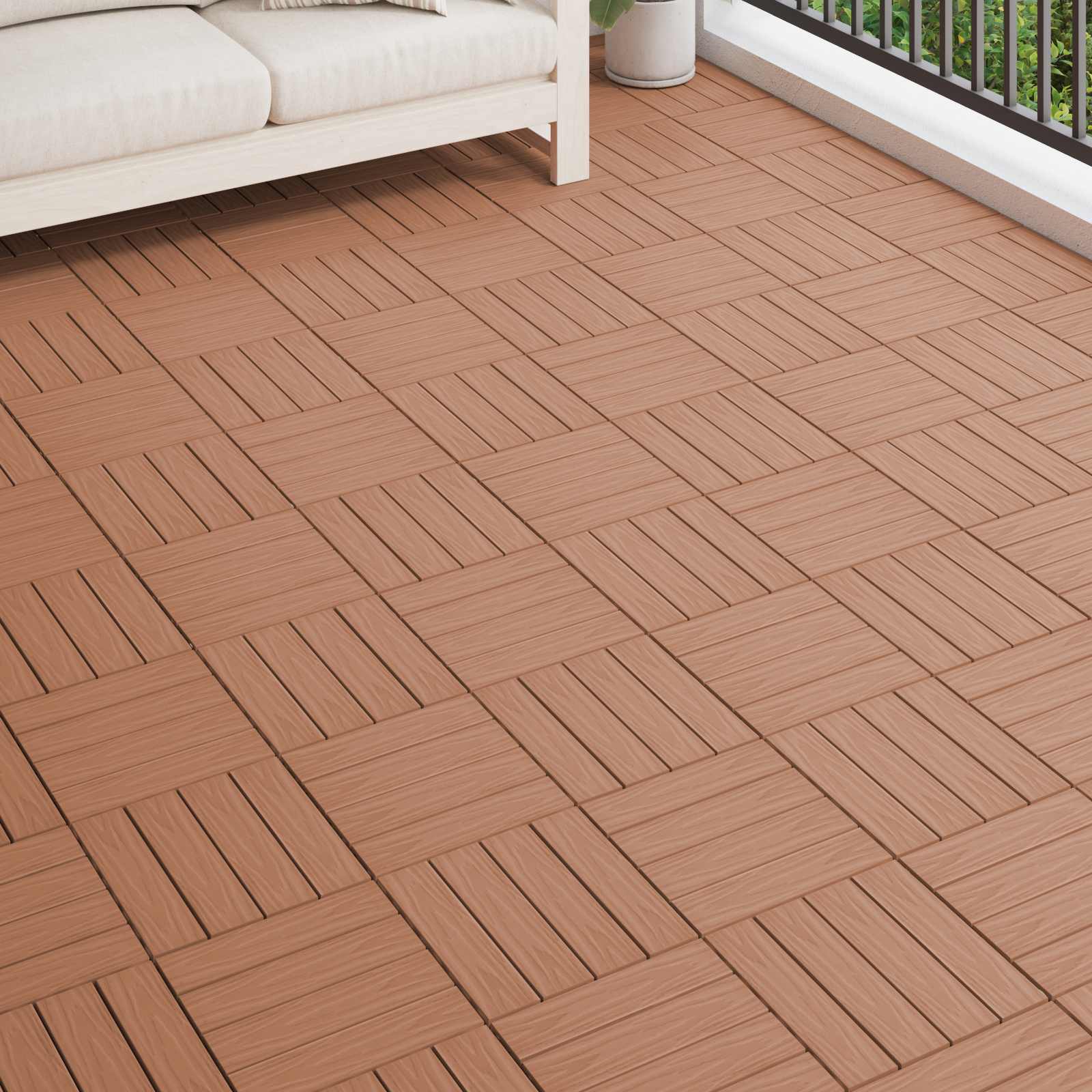 Terrassenfliese 3D Hellbraun 30x30 cm WPC 11 Stk