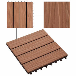 Terrassenfliese 3D Hellbraun 30x30 cm WPC 11 Stk