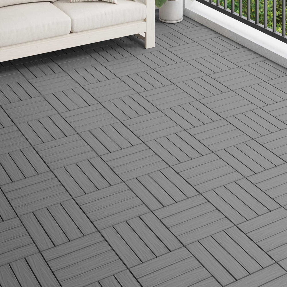 Terrassenfliesen 3D Design Grau WPC 30x30cm, 11 Stk.
