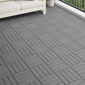 Terrassenfliesen 3D Design Grau WPC 30x30cm, 11 Stk.
