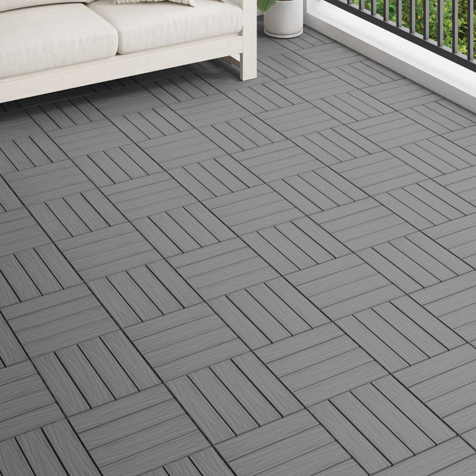Terrassenfliesen 3D Design Grau WPC 30x30cm, 11 Stk.