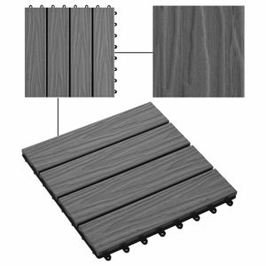 Terrassenfliesen 3D Design Grau WPC 30x30cm, 11 Stk.