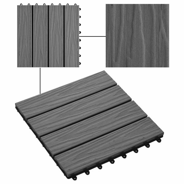 Terrassenfliesen 3D Design Grau WPC 30x30cm, 11 Stk.