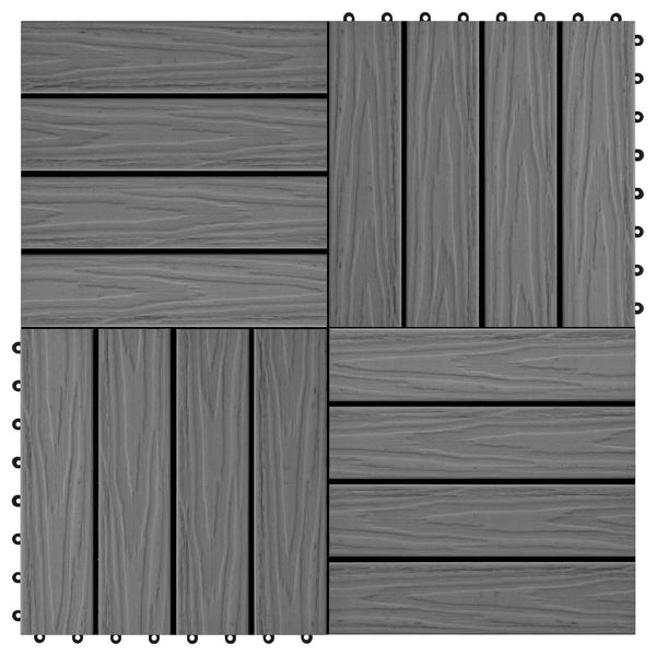 Terrassenfliesen 3D Design Grau WPC 30x30cm, 11 Stk.