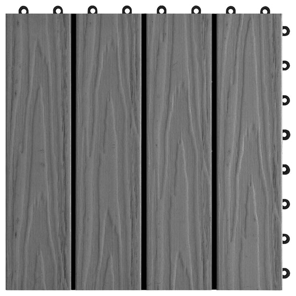 Terrassenfliesen 3D Design Grau WPC 30x30cm, 11 Stk.