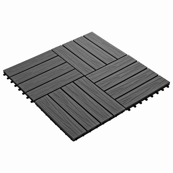 Terrassenfliesen 3D Design Schwarz 30x30 cm, 11 Stk. WPC