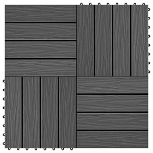 Terrassenfliesen 3D Design Schwarz 30x30 cm, 11 Stk. WPC