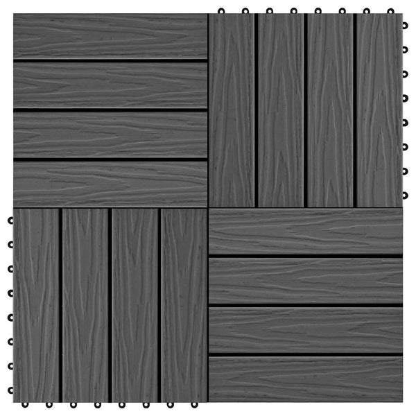 Terrassenfliesen 3D Design Schwarz 30x30 cm, 11 Stk. WPC