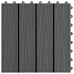 Terrassenfliesen 3D Design Schwarz 30x30 cm, 11 Stk. WPC