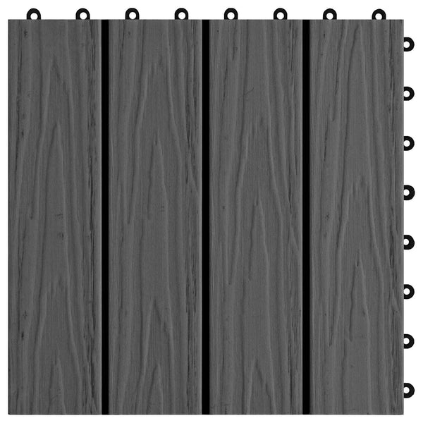 Terrassenfliesen 3D Design Schwarz 30x30 cm, 11 Stk. WPC