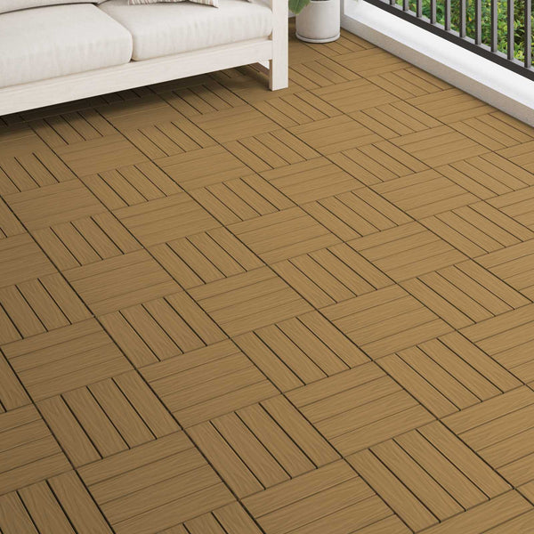 3D Teak Terrassenfliesen, 11er Set
