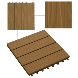 3D Teak Terrassenfliesen, 11er Set